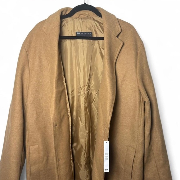 ASOS Design Men’s Tan Wool Blend Overcoat Medium Long NWT - Picture 8 of 8